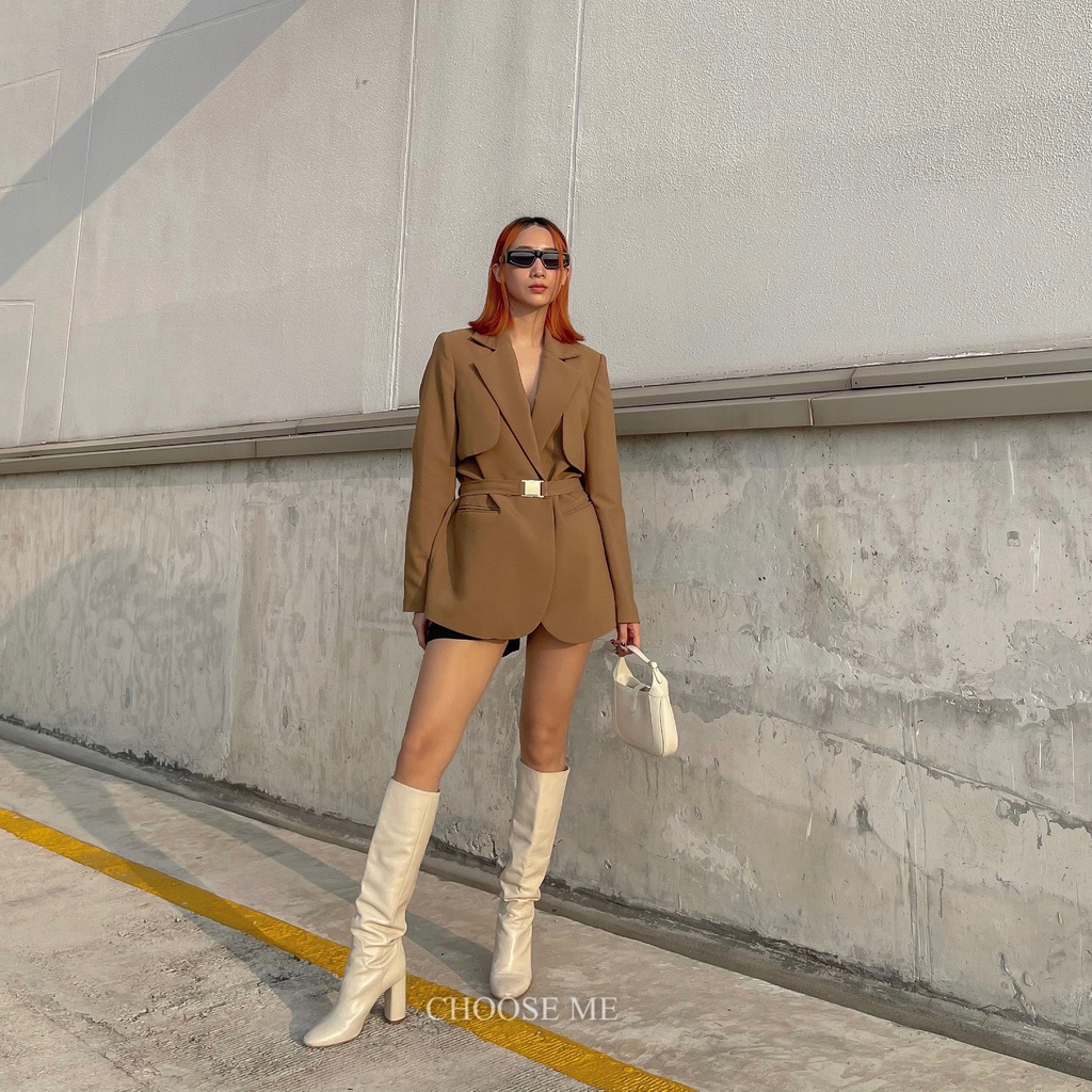 Blazer Màu Rêu Có Kèm Đai, Áo Vest Dáng Rộng - Choose Me KLP | BigBuy360 - bigbuy360.vn