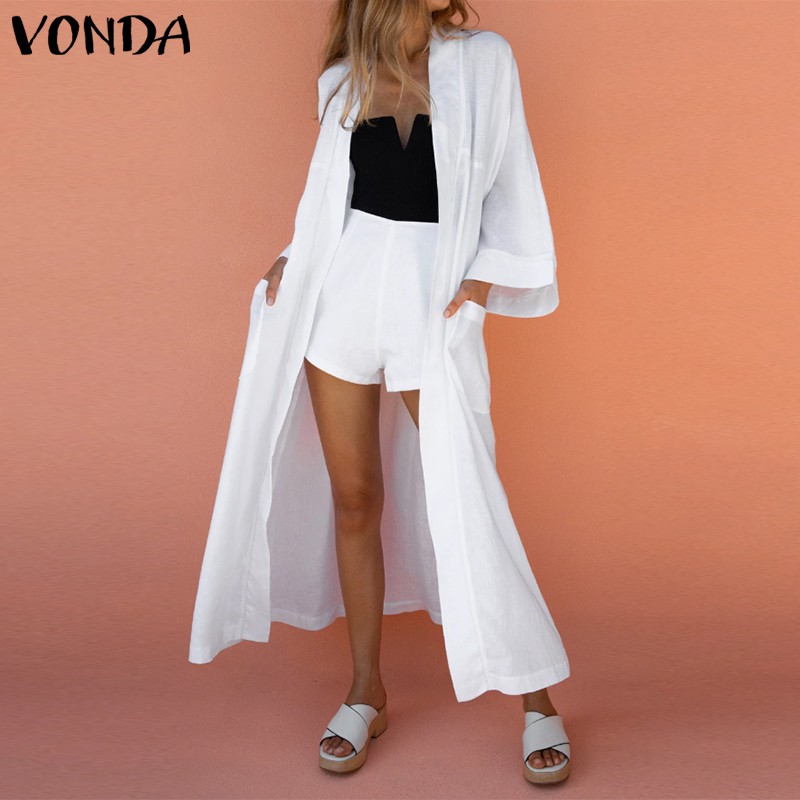 Áo Khoác Cardigan VONDA Tay Dài Màu Trơn Phối Túi Thiết Kế Dáng Rộng Thoải Mái | BigBuy360 - bigbuy360.vn