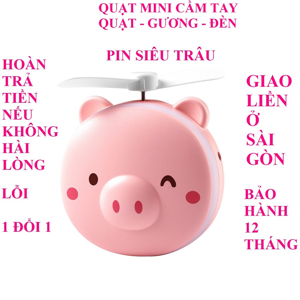 Quạt cầm tay mini quạt mini cầm tay quạt mini để bàn quạt mini quạt tích điện mini 3 in 1 chính hãng bảo hành 12 tháng