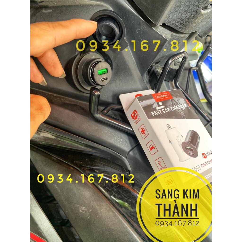 CỐC TẨU SẠC 3.1A Cao Cấp Cho Xe Máy EX 155, Nvx, Free go, Vision 2021 2022, Airblade 150, Sh, Adv