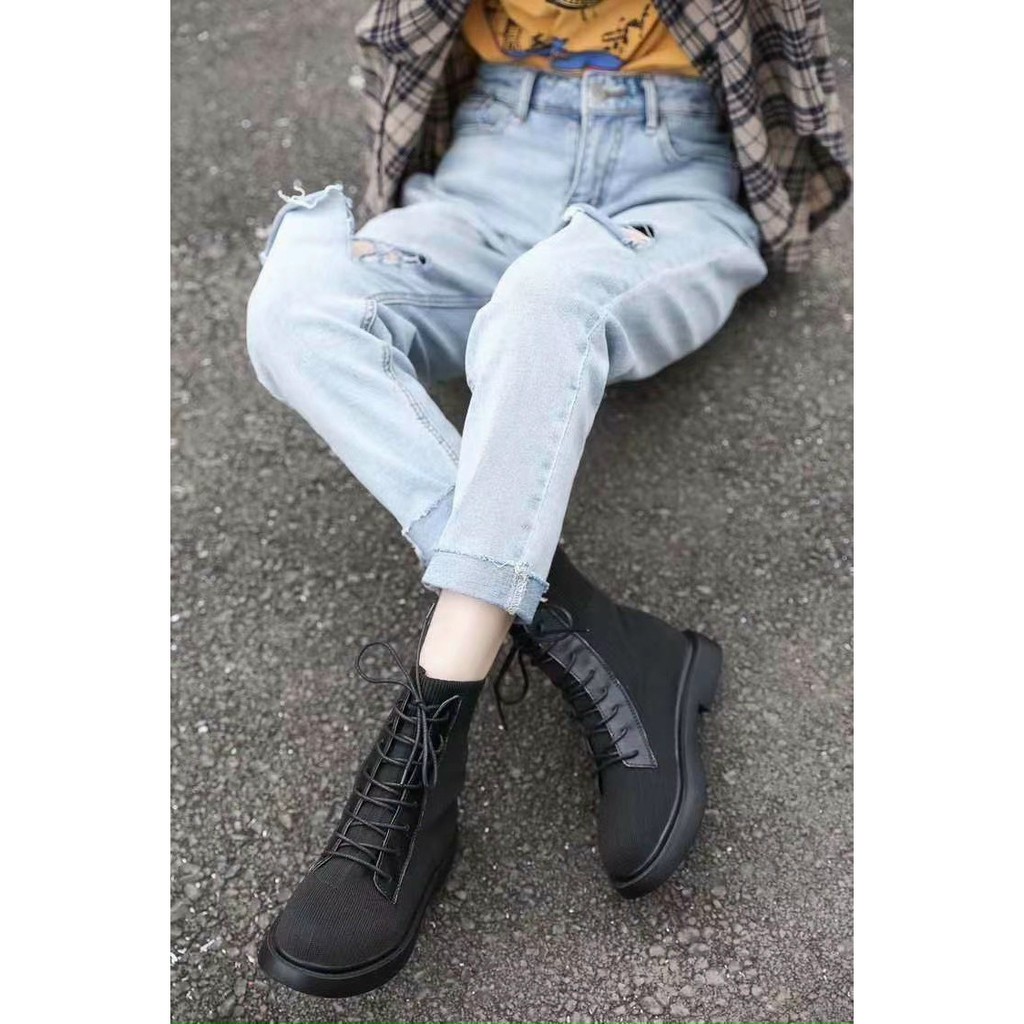 Giày boots nữ cổ cao phong cách Hàn Quốc siêu xinh