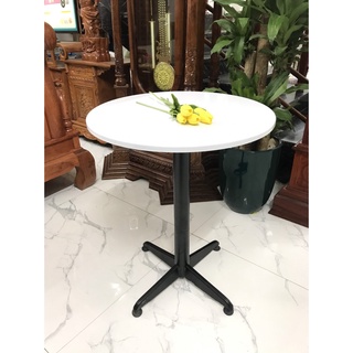 Bàn tròn cafe eames chân trụ màu đen trắng