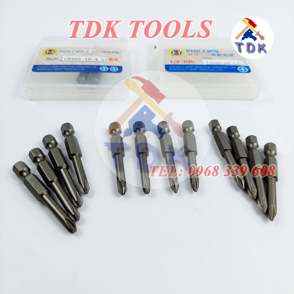 Mũi bắn vít 1 đầu 5cm C-Mart C0403, đầu bắn vít 4 cạnh PH1 PH2