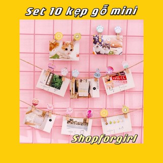 Set 10 Kẹp Gỗ Nhiều Màu Sắc Họa Tiết Hoạt Hình Trang Trí Tường ( mẫu ngẫu nhiên ) -shopforgirl