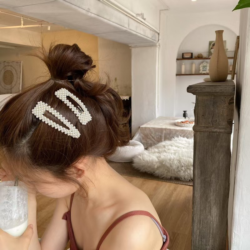 Xiaozhainv Kẹp Tóc Đính Ngọc Trai Phong Cách Hàn Quốc