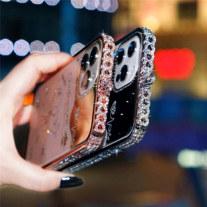 Ốp Điện Thoại Viền Kim Loại Đính Đá Cho iPhone 13 12 11 Pro MAX X XS MAX XR