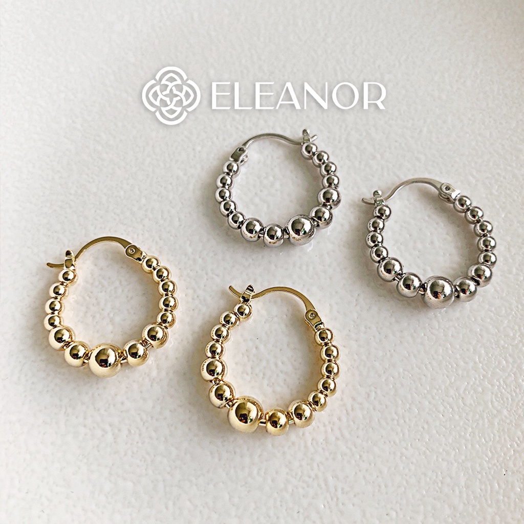 Bông tai nữ chuôi bạc 925 Eleanor Accessories hình tròn viền cong xoắn phụ kiện trang sức 5908