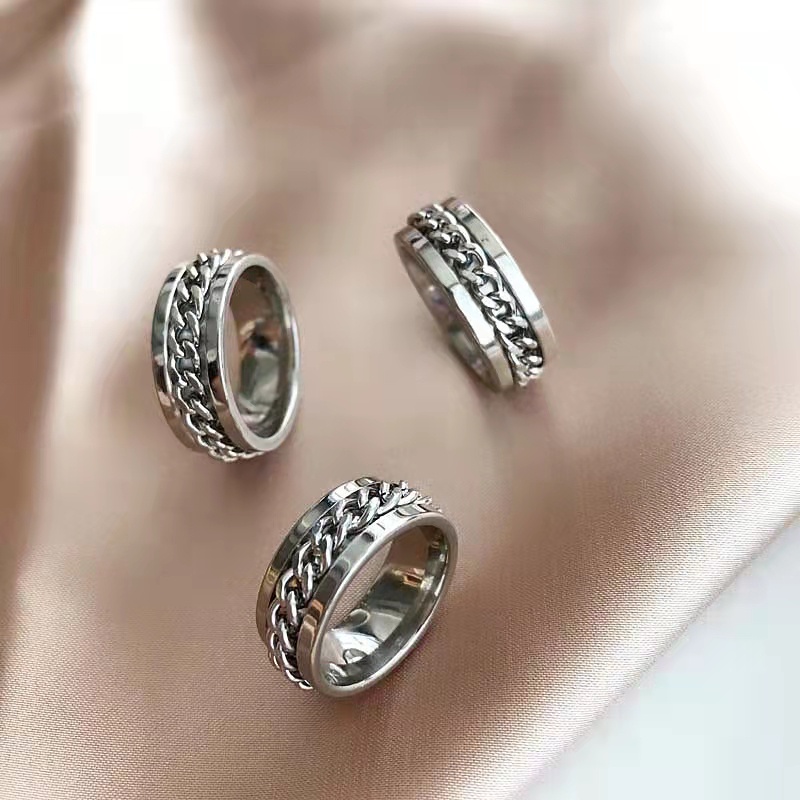 Nhẫn thép titan đánh bóng 6-12 thiết kế xoắn có thể xoay 8mm cho nam và nữ kiêm đồ khui chai rượu tiện lợi