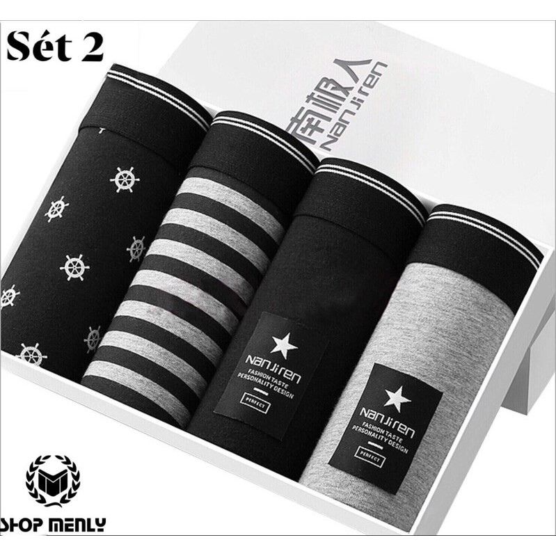 Quần sịp nam, quần lót đùi nam cao cấp COMBO hộp 4 chiếc full size L XL 2XL 3XL SÉT 2