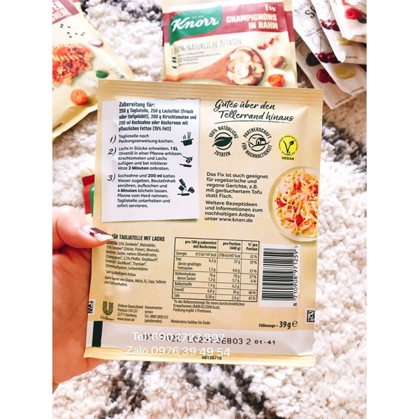 Gia Vị Sốt Mì Ý Spaghetti alla Carbonara Knorr Fix 36g