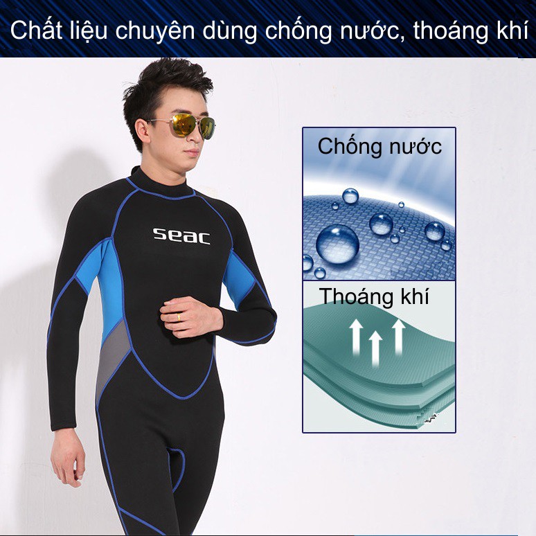 Bộ đồ lặn biển liền thân quần áo lặn dài tay ngắn tay cho nam POPO dày 3mm bộ đồ thợ lặn giữ nhiệt giữ ấm