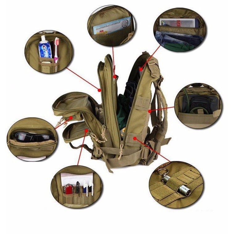 Balo Du Lịch Cho Dân Phượt Siêu Rộng Nhiều Ngăn, Balo Chiến Thuật 3P Chống Nước Phong Cách Lính Nam Nữ