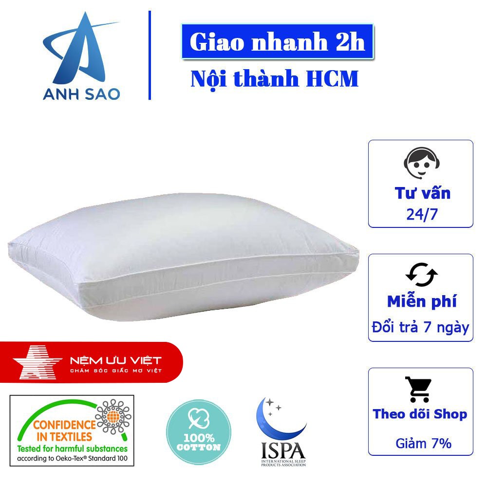 Gối Lông Vũ Mircrofiber Cao Cấp Ưu Việt - 47x67cm - Đạt chuẩn OEKO-TEK an toàn với sức khỏe