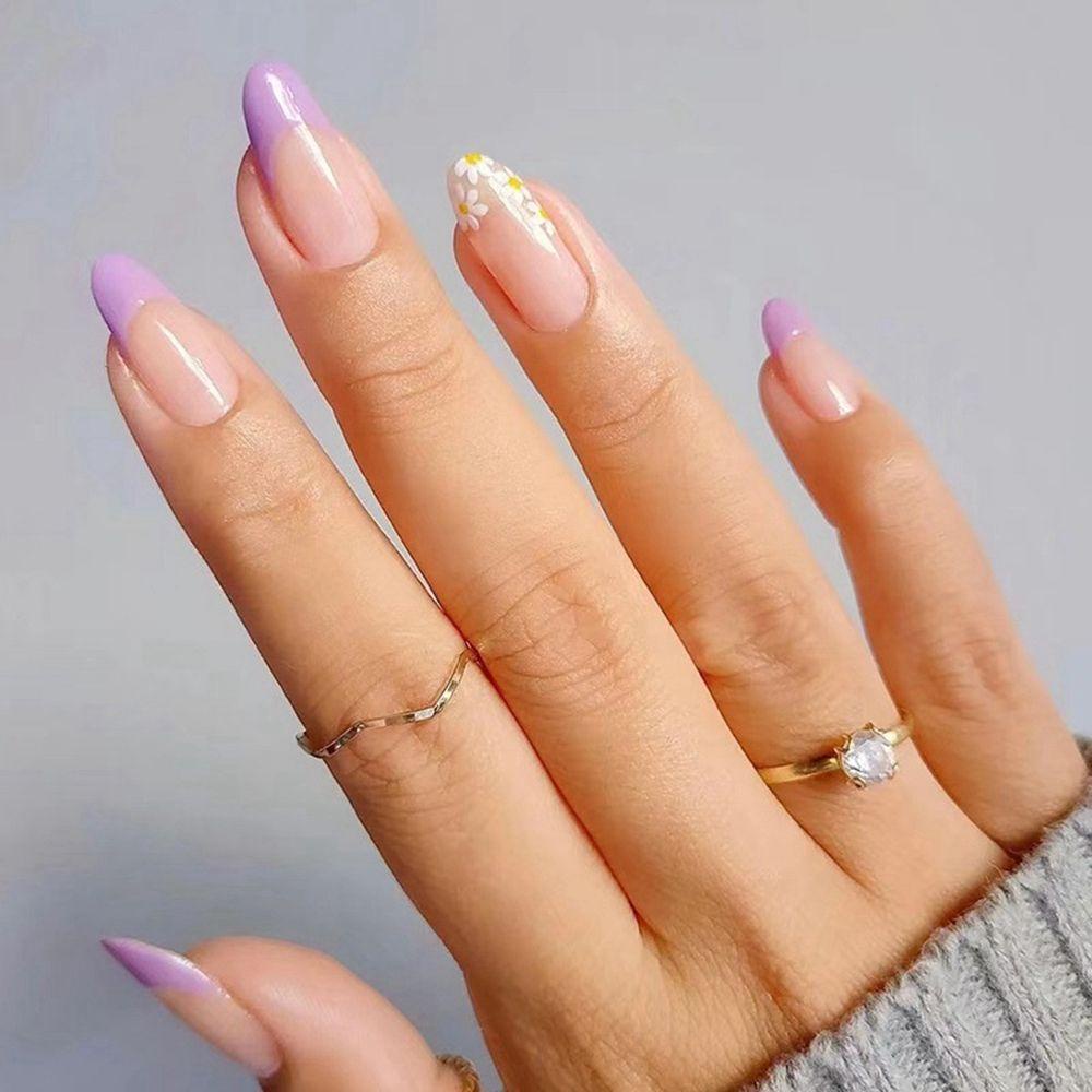 Bộ 24 Móng Tay Giả Che Phủ Toàn Diện Tháo Rời Được Kiểu Pháp