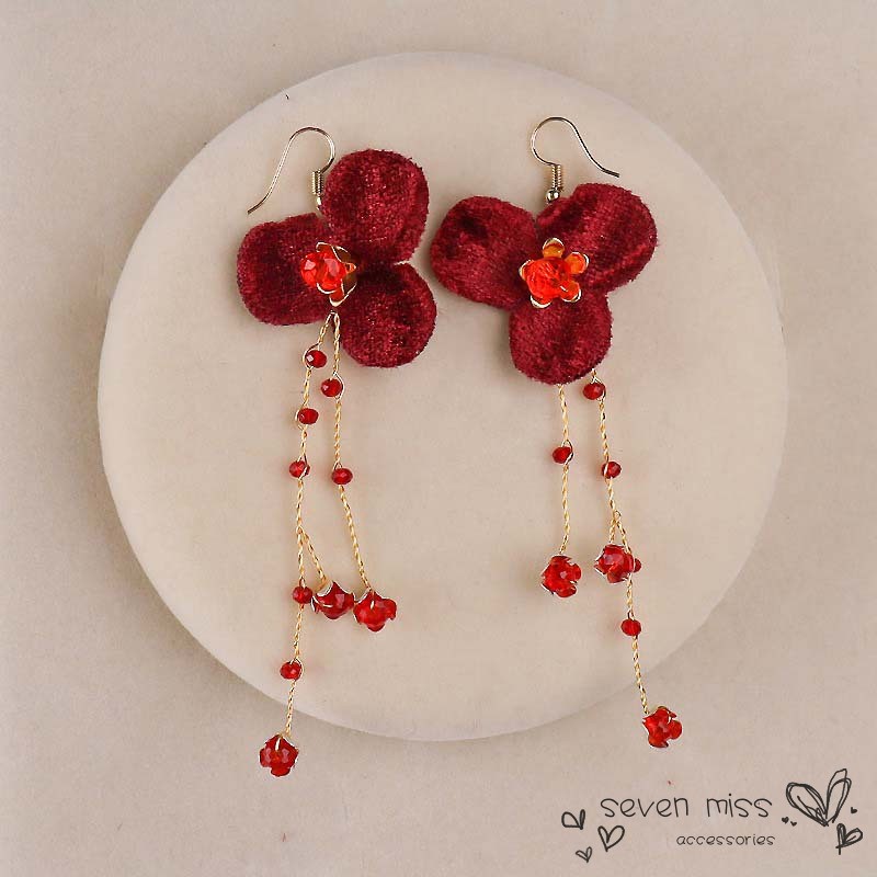 Set cài tóc + cặp bông tai trang trí hoa hồng phong cách thanh lịch cho cô dâu