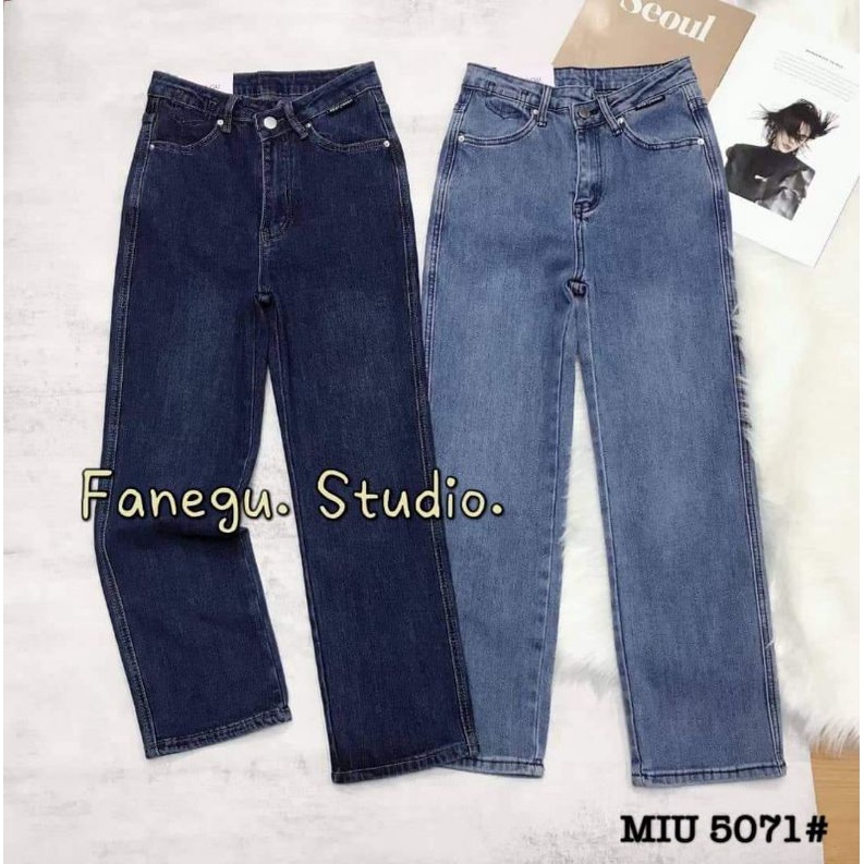 Quần jeans trơn cạp đính chữ hàng QCL1