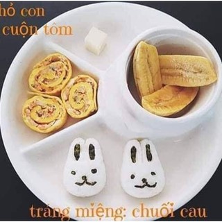 KHAY ĂN DẶM 3 NGĂN CÓ CHỖ ĐỂ CỐC