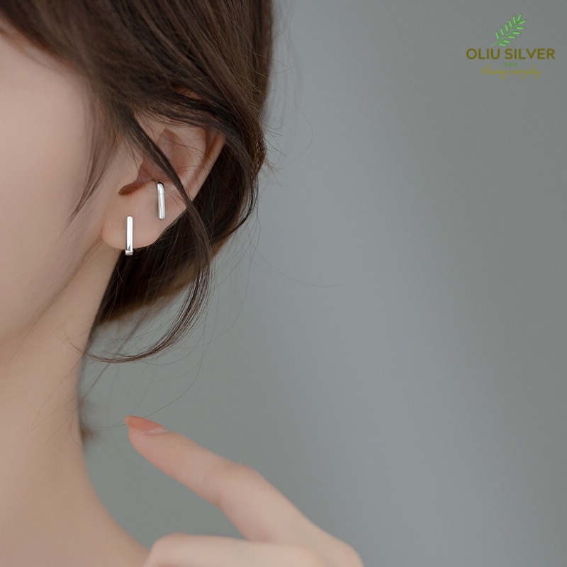 Bông Tai Bạc S925 Chữ J Trẻ Trung Cá Tính | Khuyên Tai Nữ Trang Sức Bạc Thời Trang