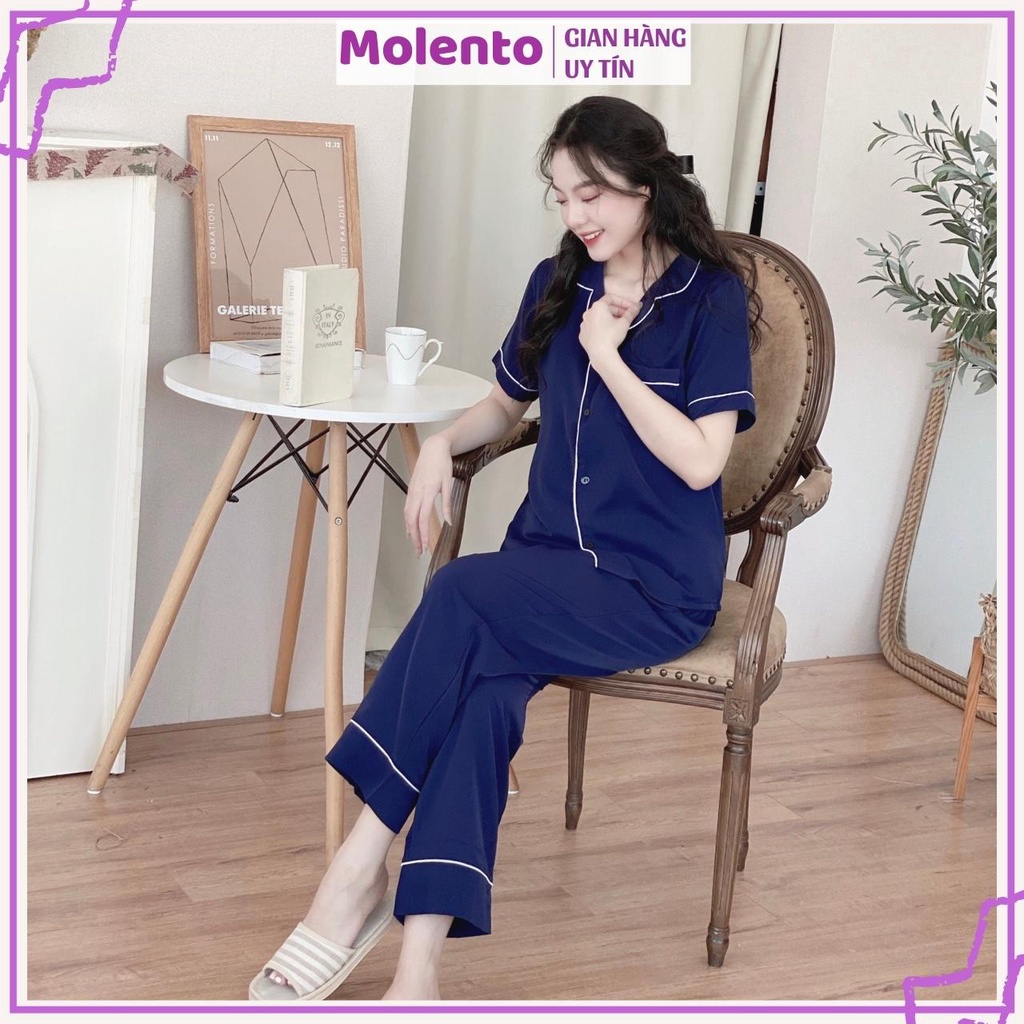 Bộ mặc nhà nữ tay ngắn Molento đồ bộ pijama lụa mango cao cấp loại 1 có túi kiểu dáng đơn giản nhiều màu sắc - M47