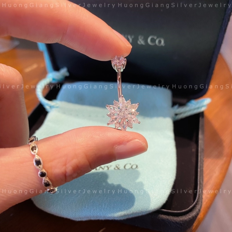 Khuyên rốn bông tuyết nhỏ Bạc s925 Xi kim  -HuongGiangSilver