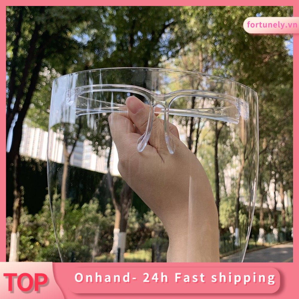 Mắt kính phòng dịch FACE SHIELD chống giọt bắn che hết khuôn mặt , bảo hộ chống bụi gió đi đường fortunely.vn