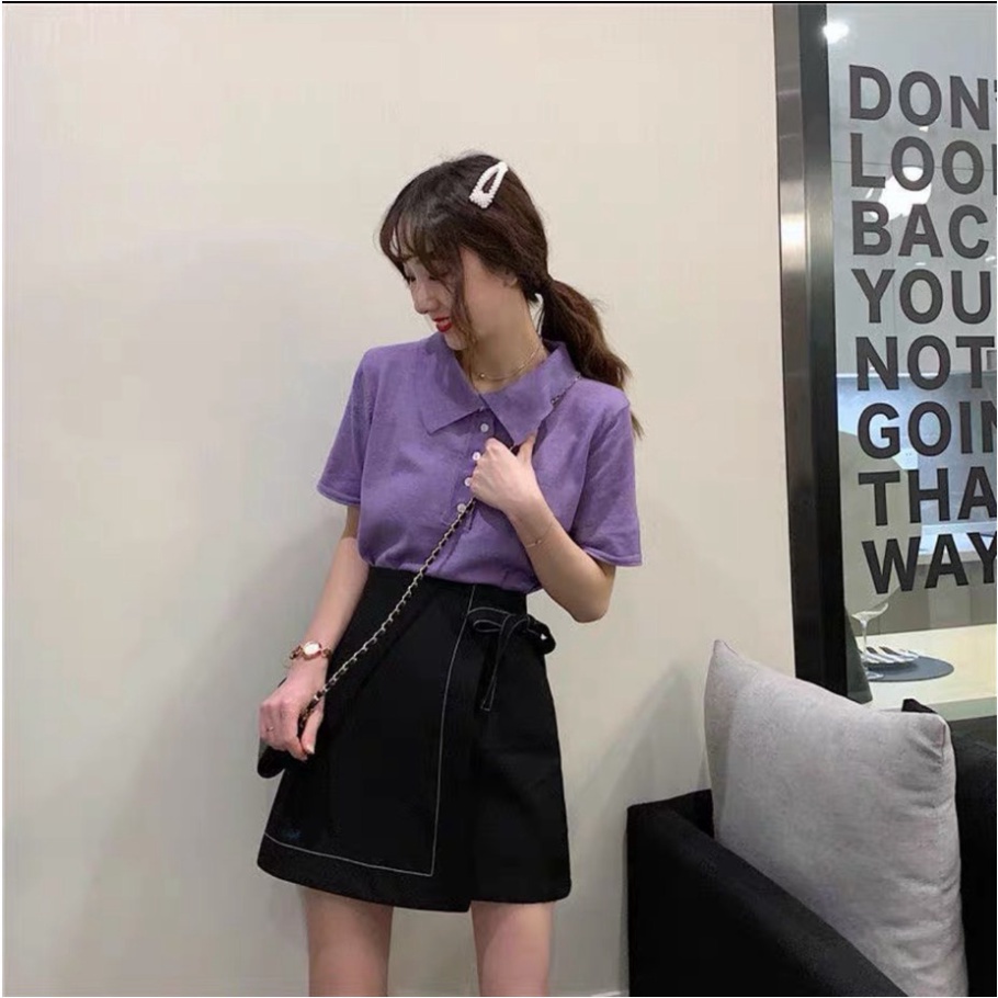 Chân váy nữ ngắn chữ A xòe,chân váy đen trơn chỉ nổi đính nơ, chân váy công sở lưng cao cá tính siêu đẹp cv463 | BigBuy360 - bigbuy360.vn