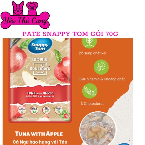 Pate SNAPPY TOM Hương Vị Trái Cây Cho Mèo 70g-YÊU THÚ CƯNG
