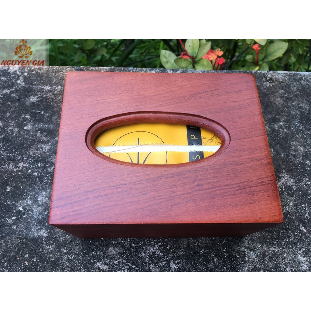 Hộp đựng giấy ăn gấu trúc cao cấp bằng gỗ Hương