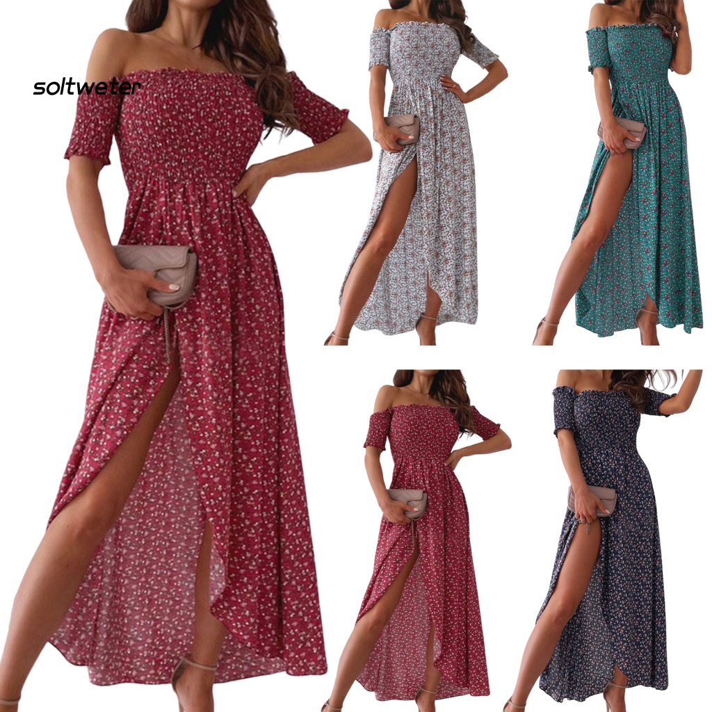 Đầm Maxi In Hoa Chất Liệu Khô Thoáng Nhanh Thời Trang Sang Trọng Cho Nữ