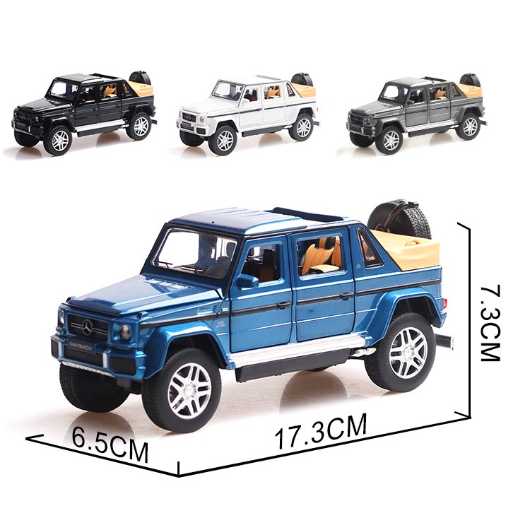 Mô hình xe ô tô Mercedes G650 tỉ lệ 1:32 bằng kim loại chạy cót có âm thanh và đèn