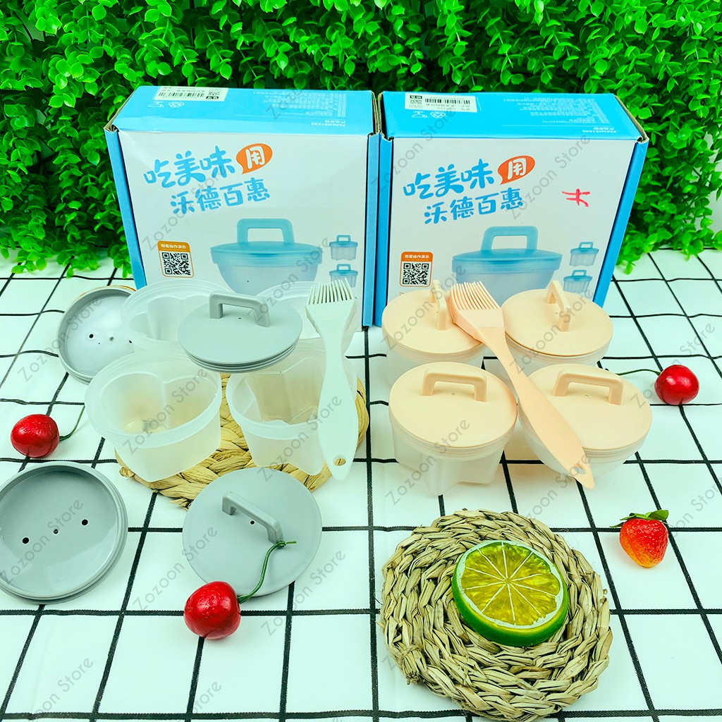 Khuôn làm bánh cho bé, khuôn hấp trứng tạo hình đáng yêu bộ set 4 khuôn hàng loại 1 - Zozoon Store