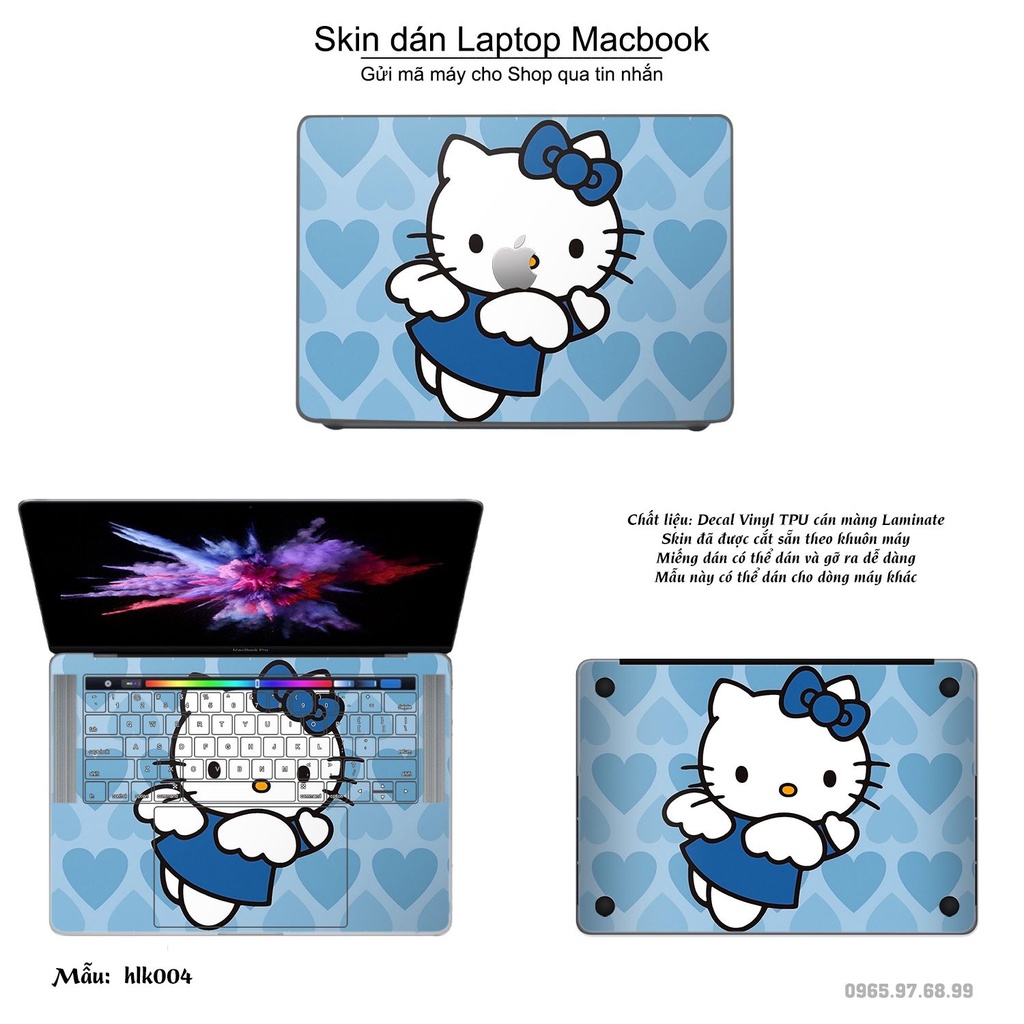 Skin dán Macbook mẫu Hello Kitty (đã cắt sẵn, inbox mã máy cho shop)