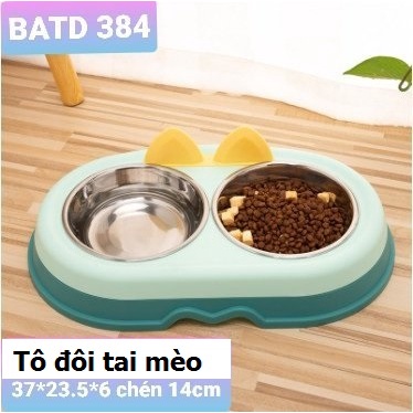 Chén ăn  đôi inox/ chống gù cho chó mèo