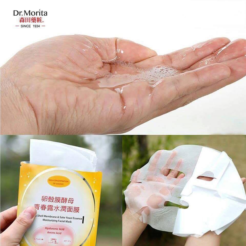 Hộp 8 Mặt Nạ Dưỡng Trắng Da Dr.Morita Egg Shell Membrane &amp; Yeast Essence Moisturizing Facial 25ml x 8