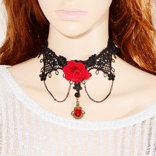 Vòng cổ choker ren đen hoa hồng quý phái CKV13