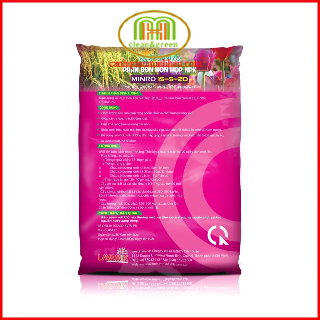 Phân bón tổng hợp 3 thành phần NPK 15-5-20 hàm lượng Kali cao giúp cây ra hoa, ra trái đồng loạt; hạn chế rụng hoa, trái