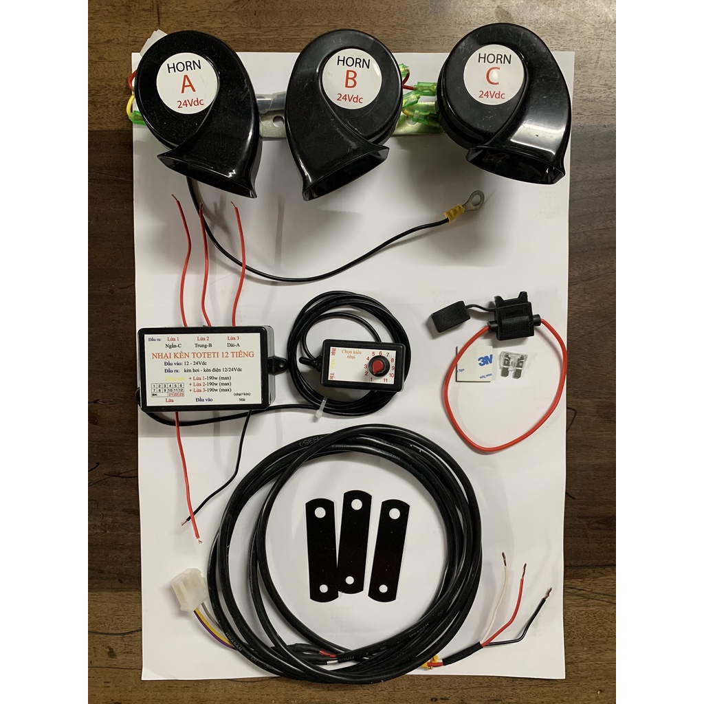 NHẠI KÈN MUSIC 3LOA + NHẠI 12 TIẾNG BABYSHARK - TOTETI DÙNG ĐIỆN 12 - 24Vdc Ô TÔ - XE MÁY