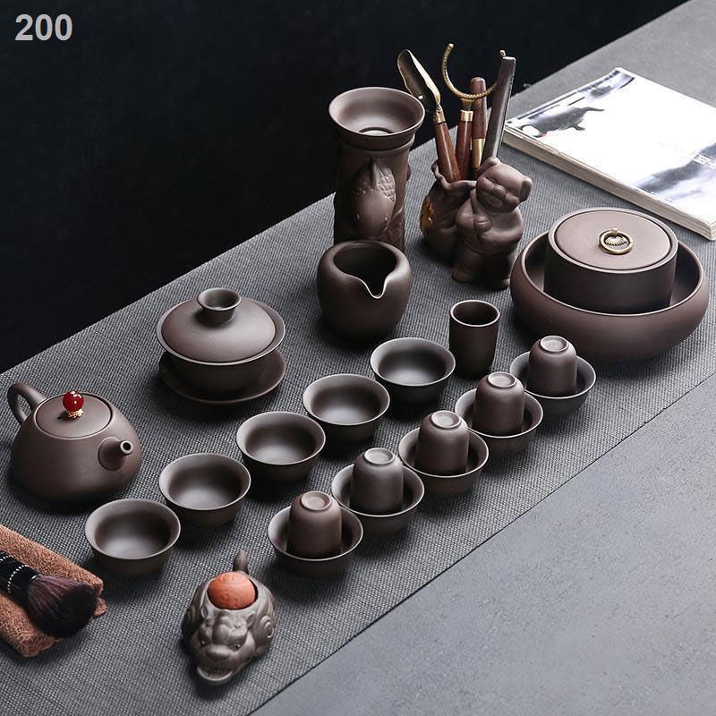 【HOT】Jue Sứ vàng Cổ điển Bộ hoàn chỉnh Quặng thô Chậu đất sét màu tím trà Kung Fu gia dụng Trung Quốc Tách Caddy Phụ kiệ