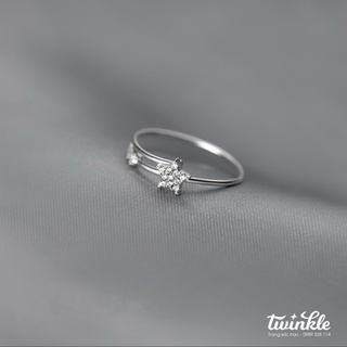 Nhẫn bạc 925 CAO CẤP dạng free size chéo đính đá lấp lánh đơn giản dễ phối của nữ - Twinkle Silver