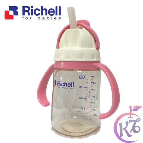 Bình tập uống nước ống hút có tay cầm Richell 200ml nhựa PPSU cao cấp ( 3 màu ) - binh tap uong nuoc cho bé