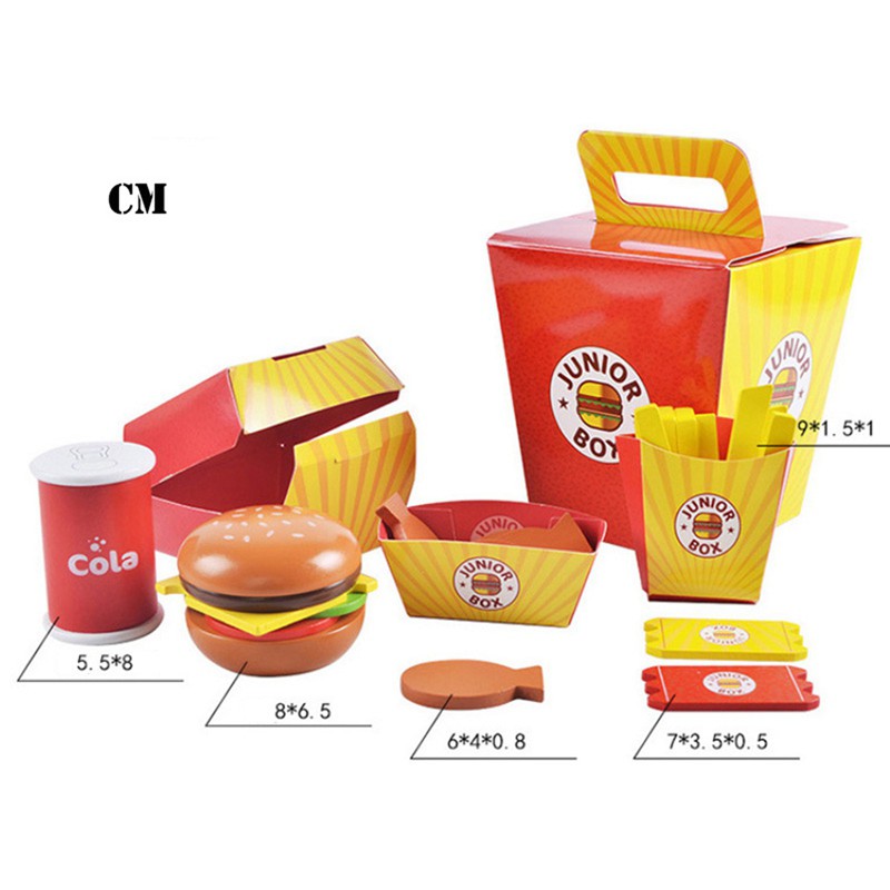 Bộ Đồ Chơi Cắt Bánh Hamburger Bằng Gỗ Cho Bé