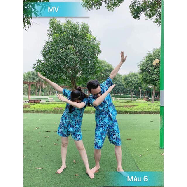 (Tổng kho HCM) Set bộ xanh vẹt đi biển đủ size đến 120kg, chất kate thái - hàng có sẵn - số lượng lớn