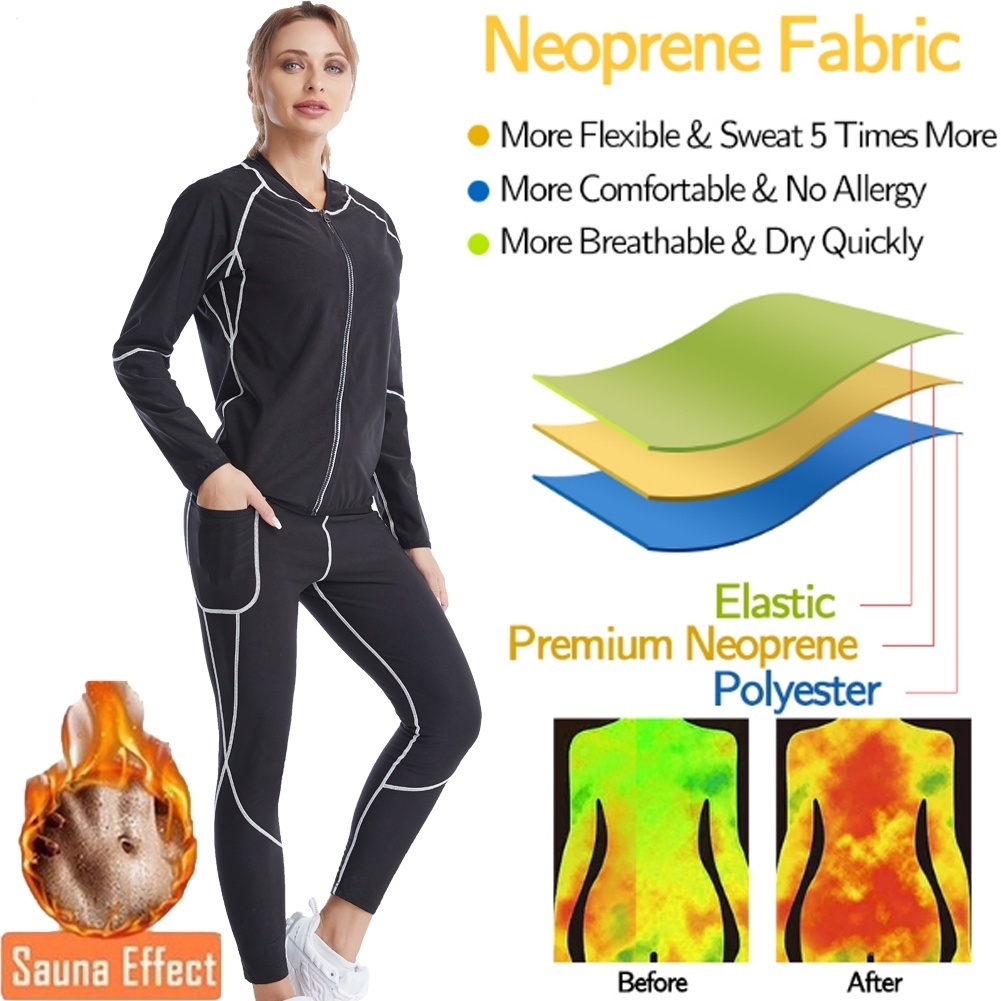 Bộ Áo Khoác + Quần Dài Thể Thao Giảm Cân Bằng Cao Su Tổng Hợp Neoprene