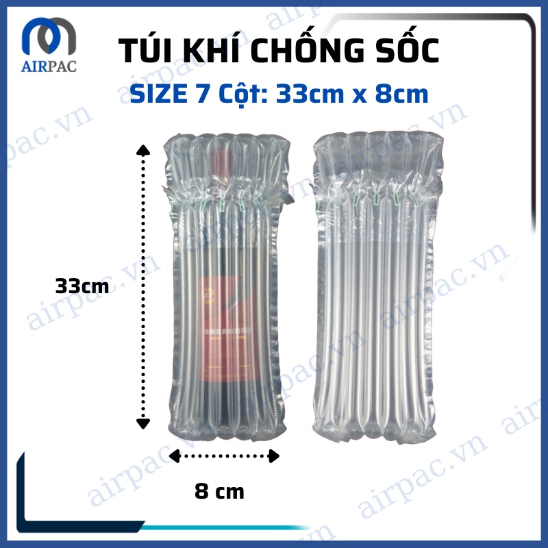 Bao bì đóng gói, túi nilon, cột khí, bọc khí chống sốc Airpac vận chuyển hàng hóa dễ vỡ 7 cột bọc đồ cỡ 33cm x 8cm