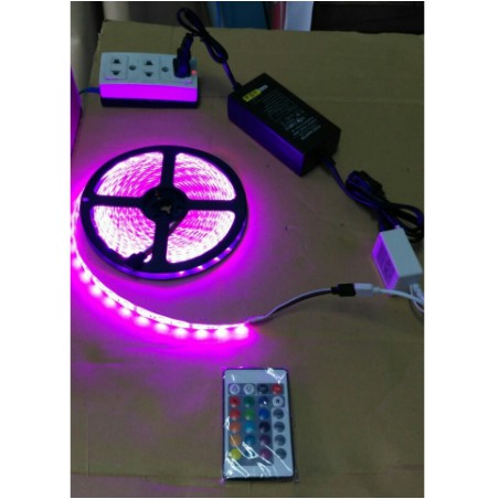 Combo Đèn Led Dây Đổi Màu 5050 ( 5m ) - RGB + Nguồn 5A + Remote