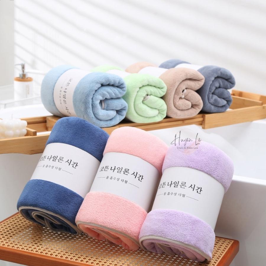 Khăn tắm lông cừu lớn Hàn Quốc 100% cotton kt 70x140cm chất bông siêu mềm mịn thấm nước cực nhanh