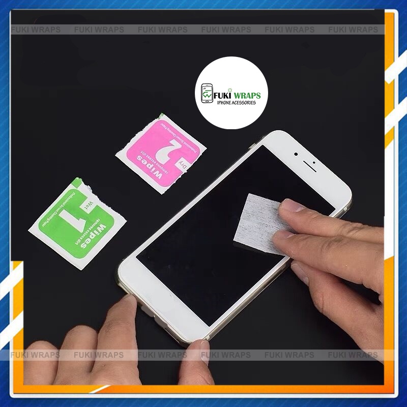 Bịch 100 Bộ Giấy Lau Mini Ướt - Khô Hỗ Trợ Dán Cường Lực và Skin Dán Các Loại - FukiShop