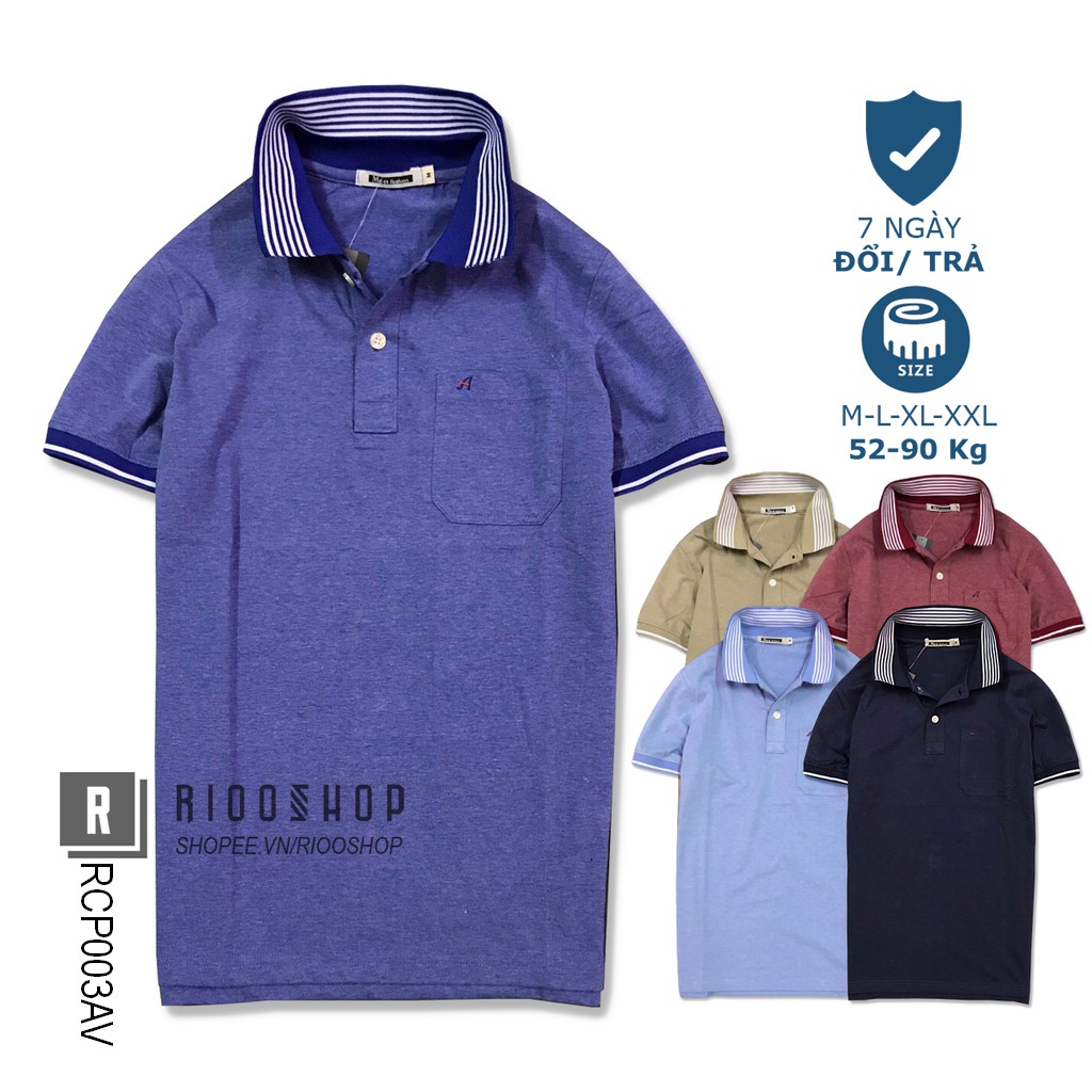 Áo thun nam có cổ có túi trơn tay ngắn cao cấp AE RCP003AV - áo phông nam cotton Riooshop