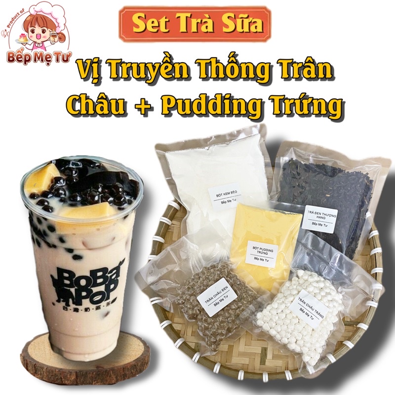 SET TRÀ SỮA PUDDING TRỨNG 20-22 LY - Set trà sữa - Bếp Mẹ Tư