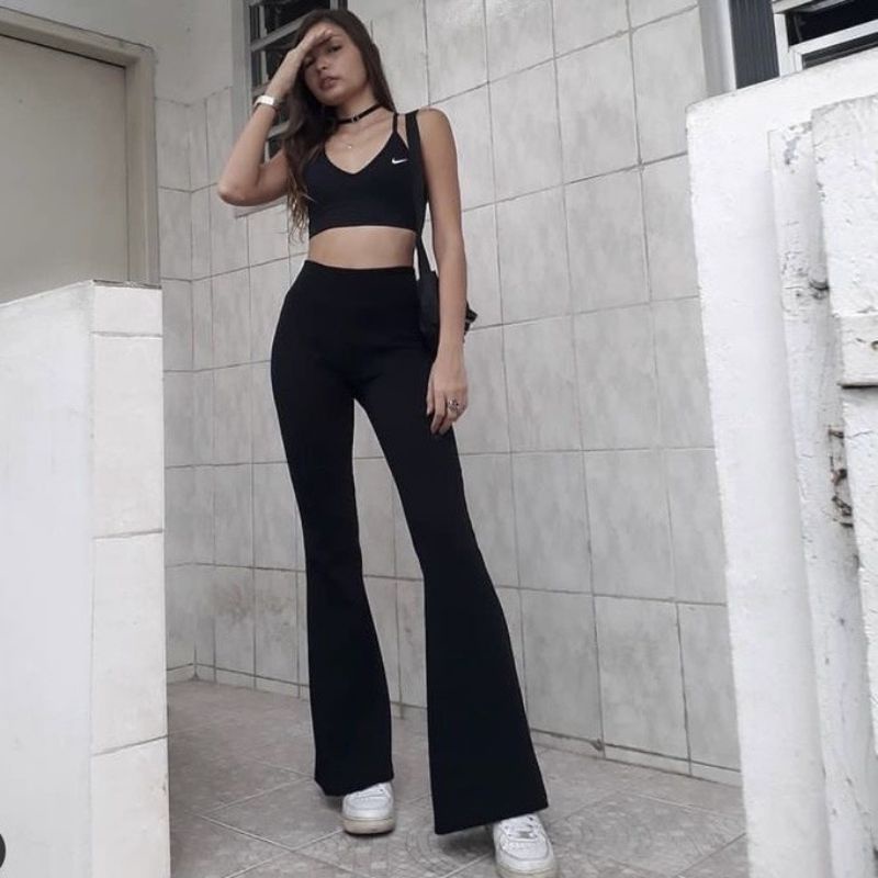 Quần Ống Loe Thun Lưng Cao Siêu Tôn Dáng Legging Nữ Có big size 38 đến 80 kg